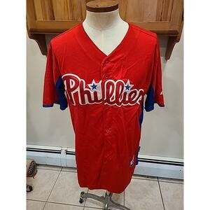 Philadelphia Phillies Jersey Men Sz 56 Red 34 Halladay Baseball MLB Majestic